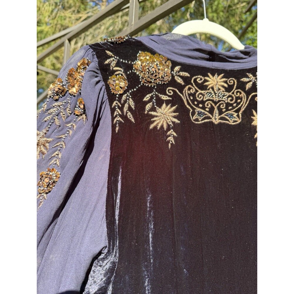 Free People Women’s S Embellished Velvet Maxi Duster Coat Boho Sequin NWT $800 - Picture 10 of 16